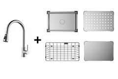 Combo vòi + chậu mini + thớt inox + rổ inox + thớt lỗ inox Maadela trị giá 5.040.000đ