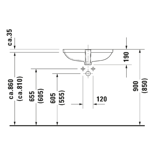 Chậu lavabo âm bàn Duravit D-Code 0338560000