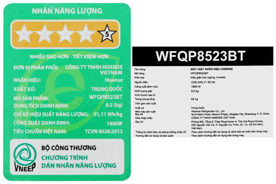 Máy giặt Hisense WFQP8523BT 8.5 kg