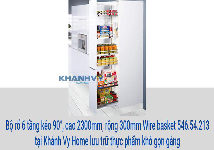 Bộ rổ 6 tầng kéo 90°, cao 2300mm, rộng 300mm Wire basket 546.54.213 tại Khánh Vy Home lưu trữ thực phẩm khô gọn gàng