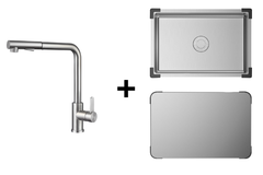 Combo vòi + chậu mini + thớt inox Maadela trị giá 3.730.000đ