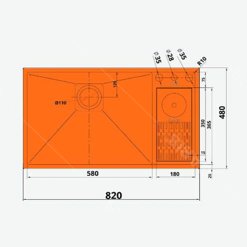 Chậu rửa 1 hố to có máy rửa cốc, chén Garis Megkel MS11.82