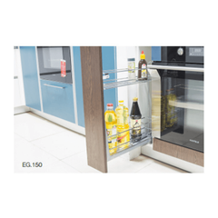 Kệ gia vị inox nan tròn ray giảm chấn gắn liền - bánh xe chống rung Eurogold EG150