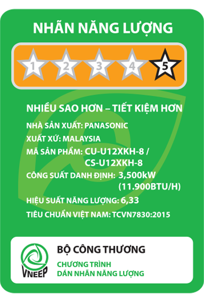 Máy lạnh Panasonic CU/CS-U12XKH-8 Inverter 1 chiều 11.900 BTU 1.5HP
