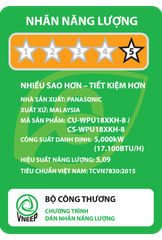 Máy lạnh Panasonic CU/CS-WPU18XKH-8 Inverter 1 chiều 17.100 BTU 2HP