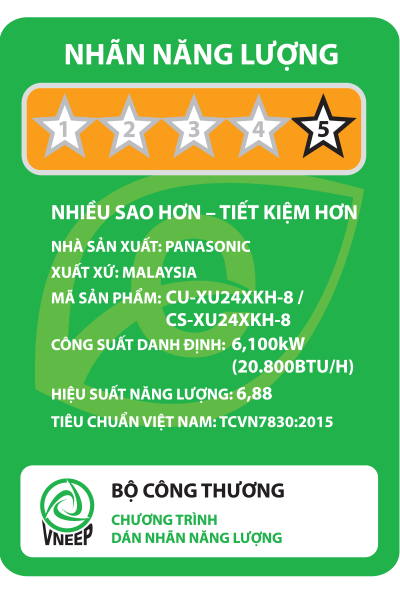 Máy lạnh Panasonic CU/CS-XU24XKH-8 Inverter 1 chiều 20.800 BTU 2.5HP
