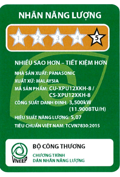Máy lạnh Panasonic CU/CS-XPU12XKH-8 Inverter 1 chiều 11.900 BTU 1.5HP
