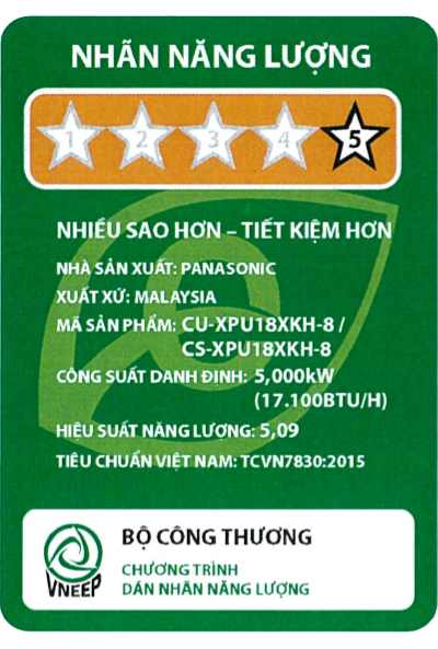 Máy lạnh Panasonic CU/CS-XPU18XKH-8 Inverter 1 chiều 17.100 BTU 2HP