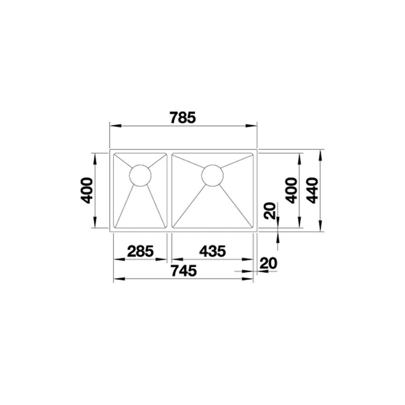 Chậu rửa chén Blanco - QUATRUS R15 285/435-IU 570.27.169