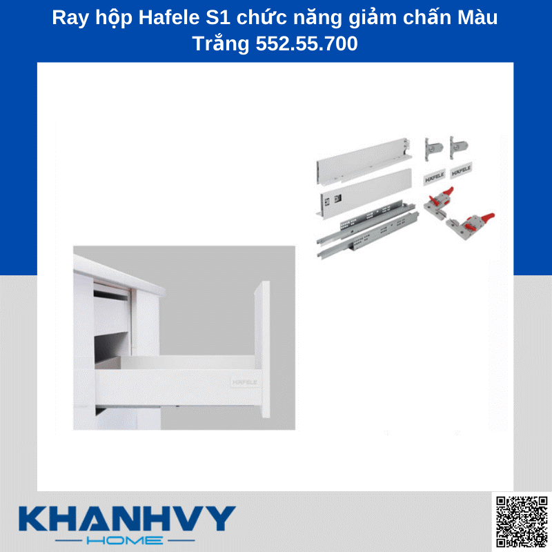 Ray hộp Hafele S1 chức năng giảm chấn Màu Trắng 552.55.700 chính hãng tại Khánh Vy Home