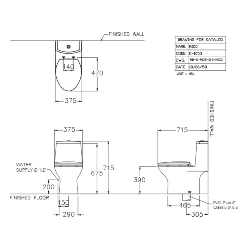 Bàn cầu 1 khối Cotto C1053 nắp đóng êm