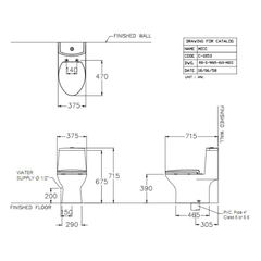 Bàn cầu 1 khối Cotto C1053 nắp đóng êm