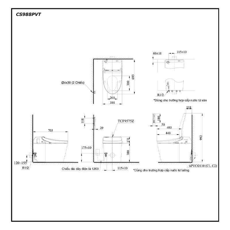 Bàn cầu điện tử TOTO NEOREST DH CS988PVT/TCF9575Z