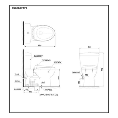 Bàn cầu hai khối TOTO CS300DT2Y1 nắp TC393VS