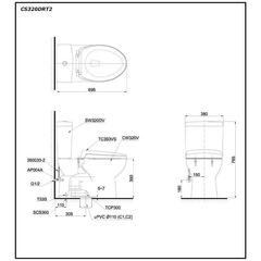 Bàn cầu hai khối TOTO CS320DRT2 nắp TC393VS