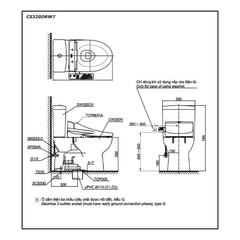 Bàn cầu hai khối TOTO CS320DRW7 nắp rửa điện tử WASHLET