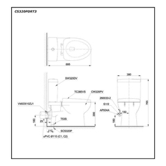 Bàn cầu hai khối TOTO CS320PDRT3 nắp TC385VS