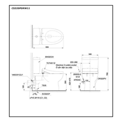 Bàn cầu hai khối TOTO CS320PDRW11 nắp rửa điện tử WASHLET