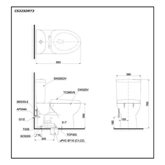 Bàn cầu hai khối TOTO CS325DRT3 nắp TC385VS