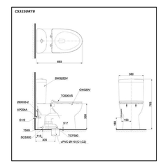 Bàn cầu hai khối TOTO CS325DRT8 nắp TC600VS
