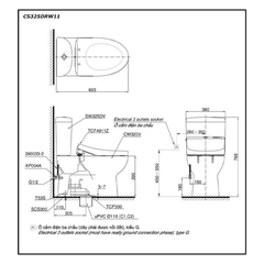 Bàn cầu hai khối TOTO CS325DRW11 nắp rửa điện tử WASHLET