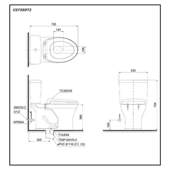 Bàn cầu hai khối TOTO CS735DT2 nắp TC393VS
