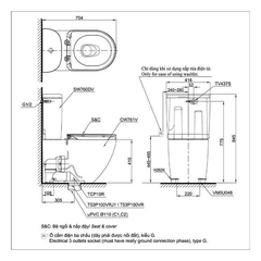 Bàn cầu hai khối TOTO CS761DW5 nắp điện tử tự động