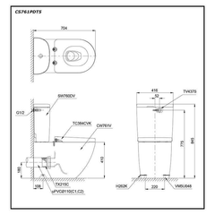 Bàn cầu hai khối TOTO CS761PDT5 nắp TC384CVK