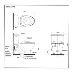 Bàn cầu hai khối TOTO CS767RT2 nắp TC393VS