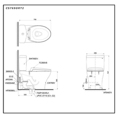 Bàn cầu hai khối TOTO CS769DRT2 nắp TC393VS