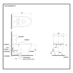 Bàn cầu hai khối TOTO CS769DRT3 nắp TC385VS