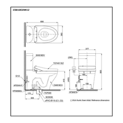 Bàn cầu hai khối TOTO CS818CDW12 nắp rửa điện tử WASHLET