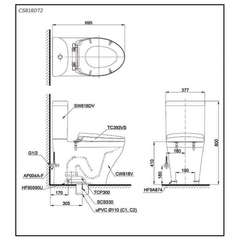 Bàn cầu hai khối TOTO CS818DT2 nắp TC393VS