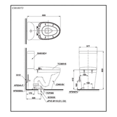 Bàn cầu hai khối TOTO CS818DT3 nắp TC385VS