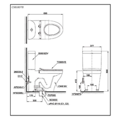 Bàn cầu hai khối TOTO CS818DT8 nắp TC600VS