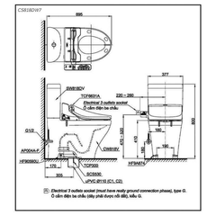Bàn cầu hai khối TOTO CS818DW7 nắp rửa điện tử WASHLET