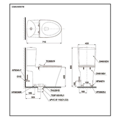 Bàn cầu hai khối TOTO CS819DST8 nắp TC600VS