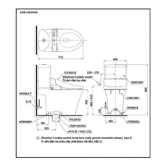Bàn cầu hai khối TOTO CS819DSW6 nắp rửa điện tử WASHLET
