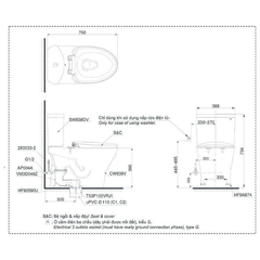 Bàn cầu hai khối TOTO CS838DT3 nắp TC385VS