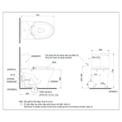 Bàn cầu hai khối TOTO CS838DW11 nắp rửa điện tử WASHLET