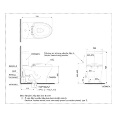Bàn cầu hai khối TOTO CS838DW7 nắp rửa điện tử WASHLET