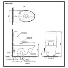 Bàn cầu hai khối TOTO CS945DNT2 nắp TC393VS