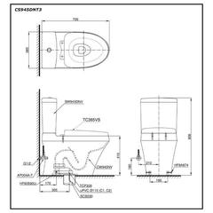 Bàn cầu hai khối TOTO CS945DNT3 nắp TC385VS