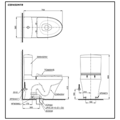 Bàn cầu hai khối TOTO CS945DNT8 nắp TC600VS