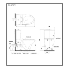 Bàn cầu hai khối TOTO CS945PDT8 nắp TC600VS