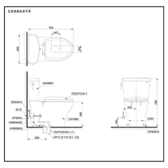 Bàn cầu hai khối TOTO CS986GT9 nắp đóng êm