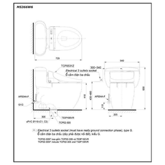 Bàn cầu một khối kèm nắp rửa điện tử WASHLET TOTO MS366W6