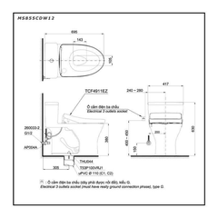 Bàn cầu một khối TOTO MS855CDW12 kèm nắp rửa điện tử WASHLET