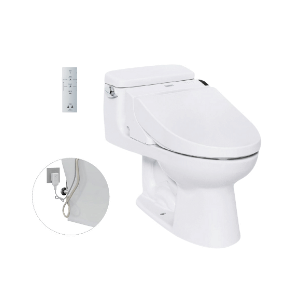 Bàn cầu một khối MS864W6 kèm nắp rửa điện tử WASHLET TOTO