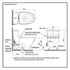 Bàn cầu một khối TOTO MS885CDW12 kèm nắp rửa điện tử WASHLET